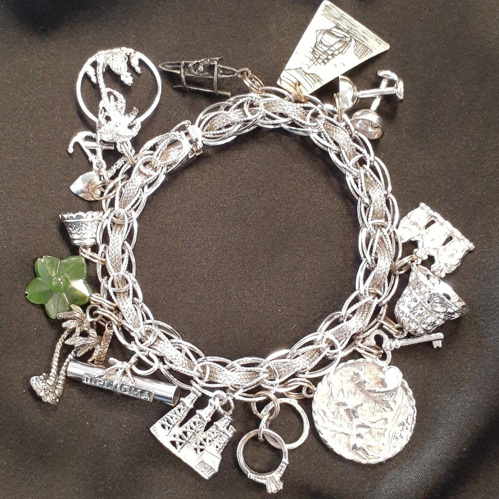 Vintage Hallmarked Sterling Silver Charm Bracelet